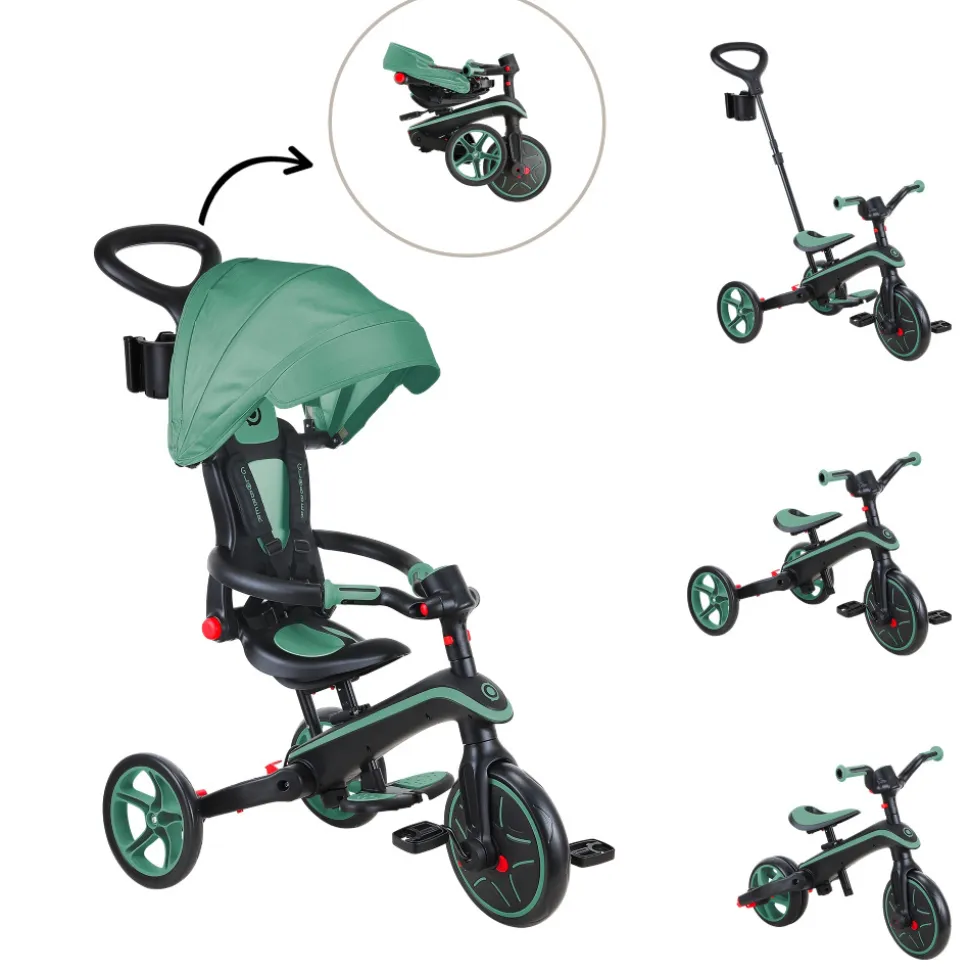 Tricycle explorer 4 en 1 évolutif et pliable olive