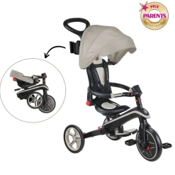Tricycle explorer 4 en 1 évolutif et pliable taupe