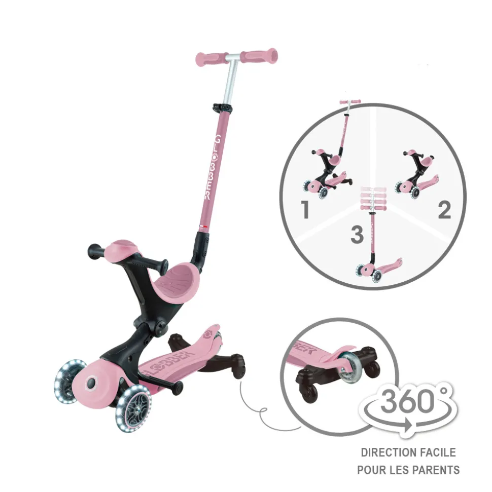 Trottinette évolutive go up deluxe lights eco 360 framboise