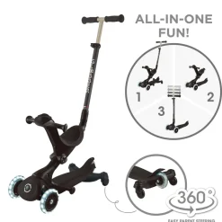 Trottinette évolutive go up deluxe lights eco 360 noir