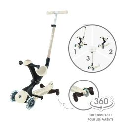 Trottinette évolutive go up deluxe lights eco 360 sable
