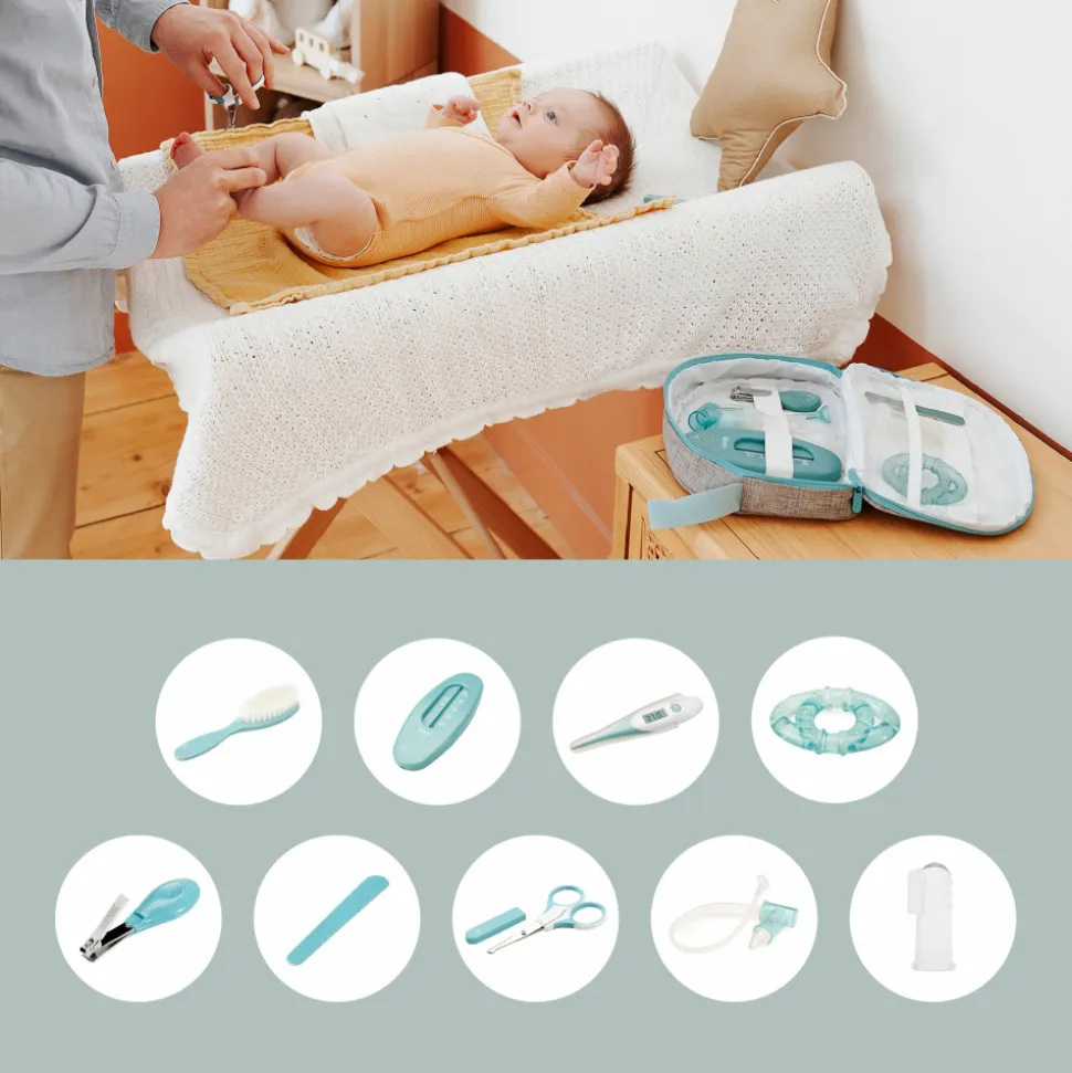 Trousse de soin bébé 9 accessoires aqua