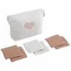 Trousse de toilette bébé avec carrés éponge petit coeur