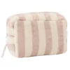 Trousse de toilette en bambou doublure imperméable rayée ivoire/ galet