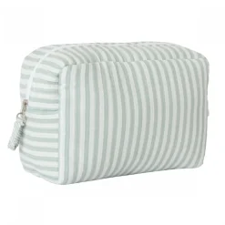 Trousse de toilette en bambou imperméable rayé vert de gris