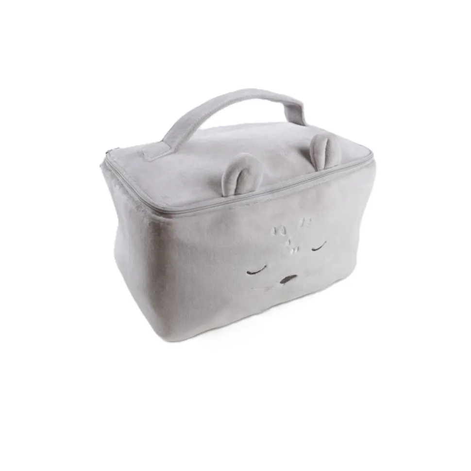 Trousse de toilette en veloudoux gris clair