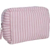 Trousse de toilette gaze de coton rayé vieux rose