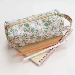 Trousse scolaire fleurs rose