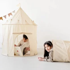 Tunnel de jeu en tissu recyclé beige