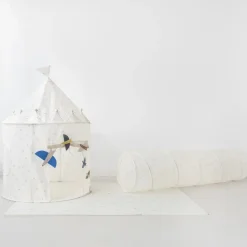 Tunnel de jeu en tissu recyclé myrtilles ivoire