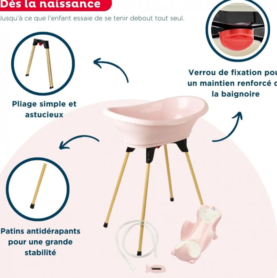 Vaignoire vasco 5 en 1 - rose poudré