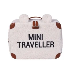 Valise enfant mini traveller teddy écru