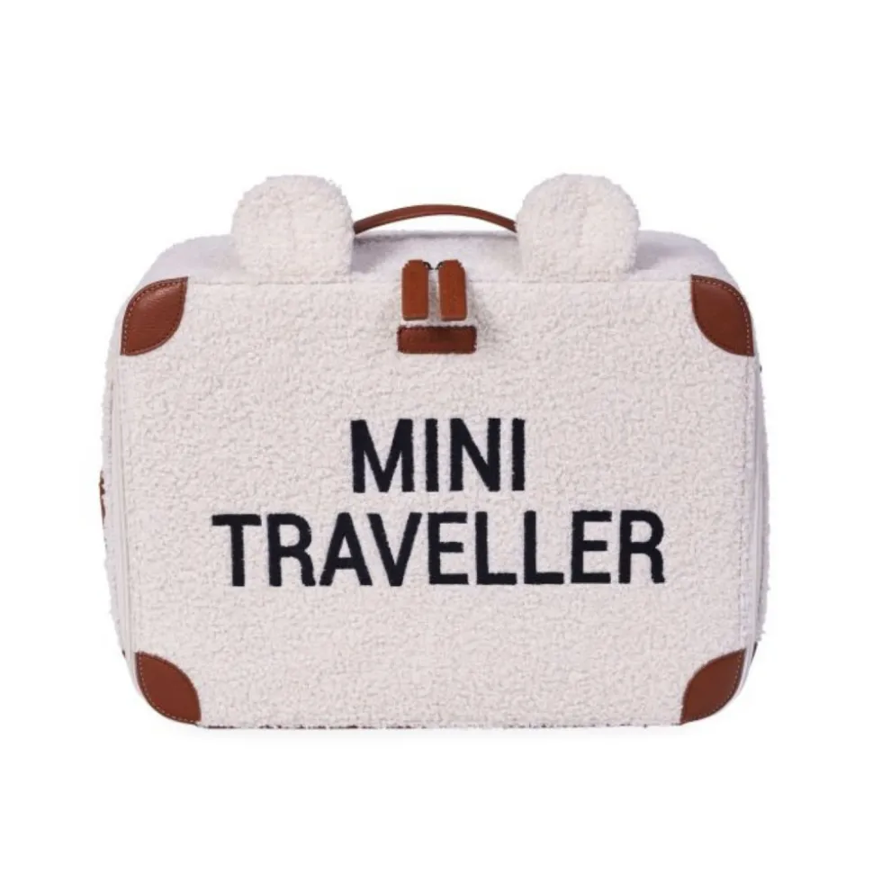 Valise enfant mini traveller teddy écru