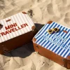 Valise enfant mini traveller à rayures terracotta et nude