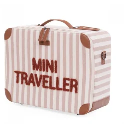Valise enfant mini traveller à rayures terracotta et nude