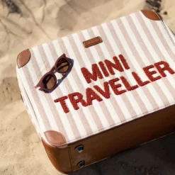 Valise enfant mini traveller à rayures terracotta et nude