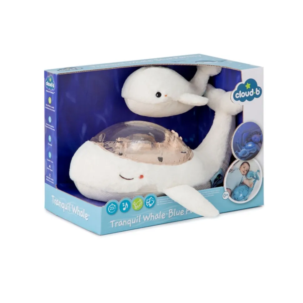 Veilleuse bébé projection plafond musicale famille baleine tranquille blanche