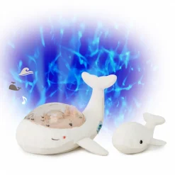 Veilleuse bébé projection plafond musicale famille baleine tranquille blanche