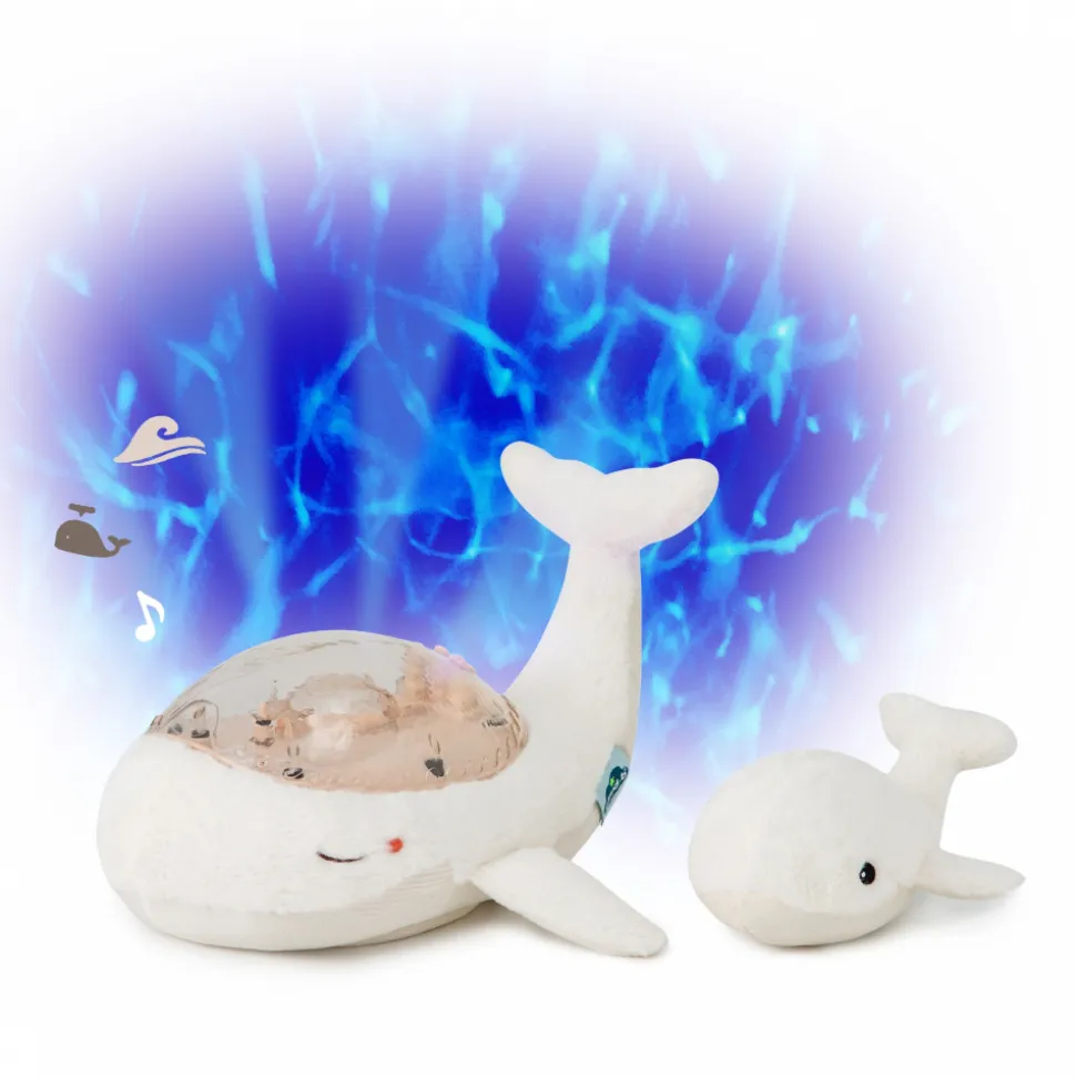 Veilleuse bébé projection plafond musicale famille baleine tranquille blanche