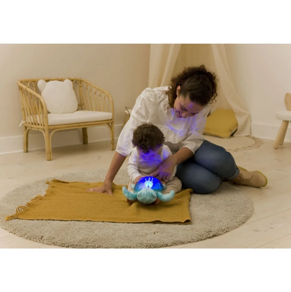 Veilleuse bébé projection plafond musicale tortue tranquille aqua - rechargeable