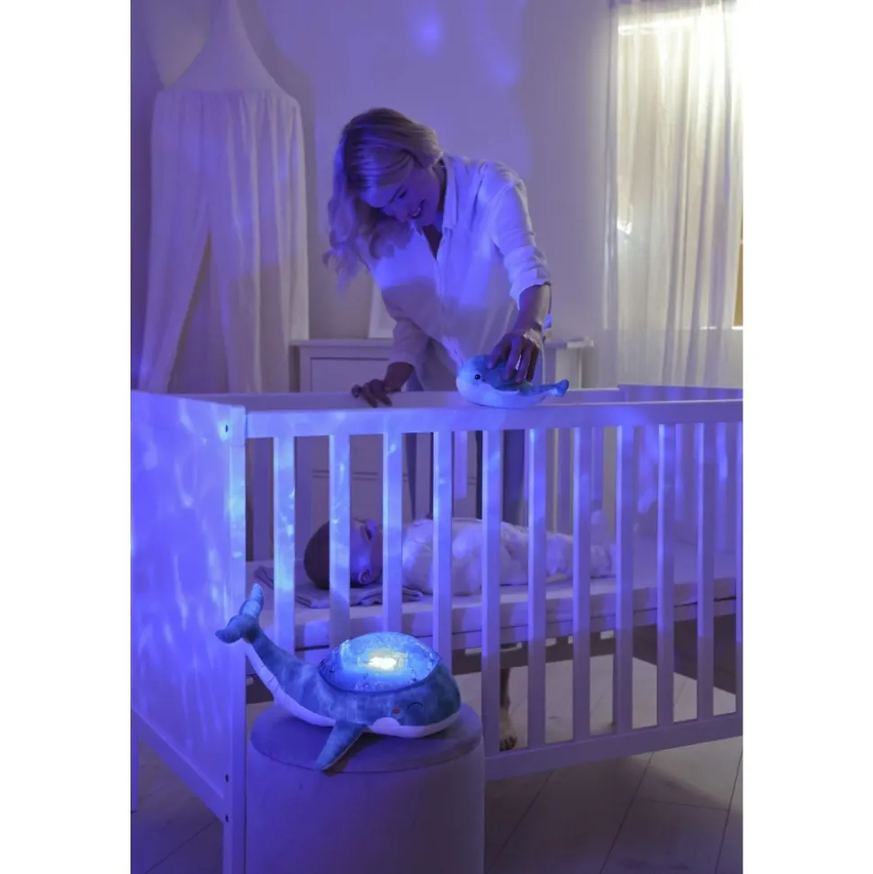 Veilleuse bébé projection plafond musicale famille baleine tranquille bleu
