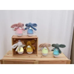 Veilleuse musicale culbuto lapin doudou bleu