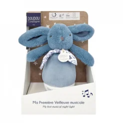 Veilleuse musicale culbuto lapin doudou bleu