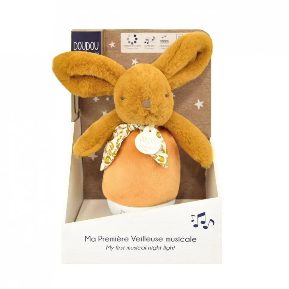 Veilleuse musicale culbuto lapin doudou ocre