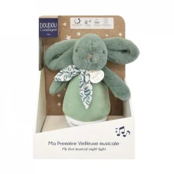 Veilleuse musicale culbuto lapin doudou vert sauge