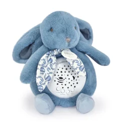 Veilleuse musicale projection d'étoiles lapin doudou bleu
