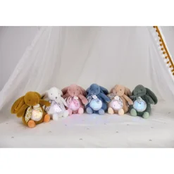 Veilleuse musicale projection d'étoiles lapin doudou rose