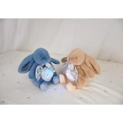 Veilleuse musicale projection d'étoiles lapin doudou beige sable