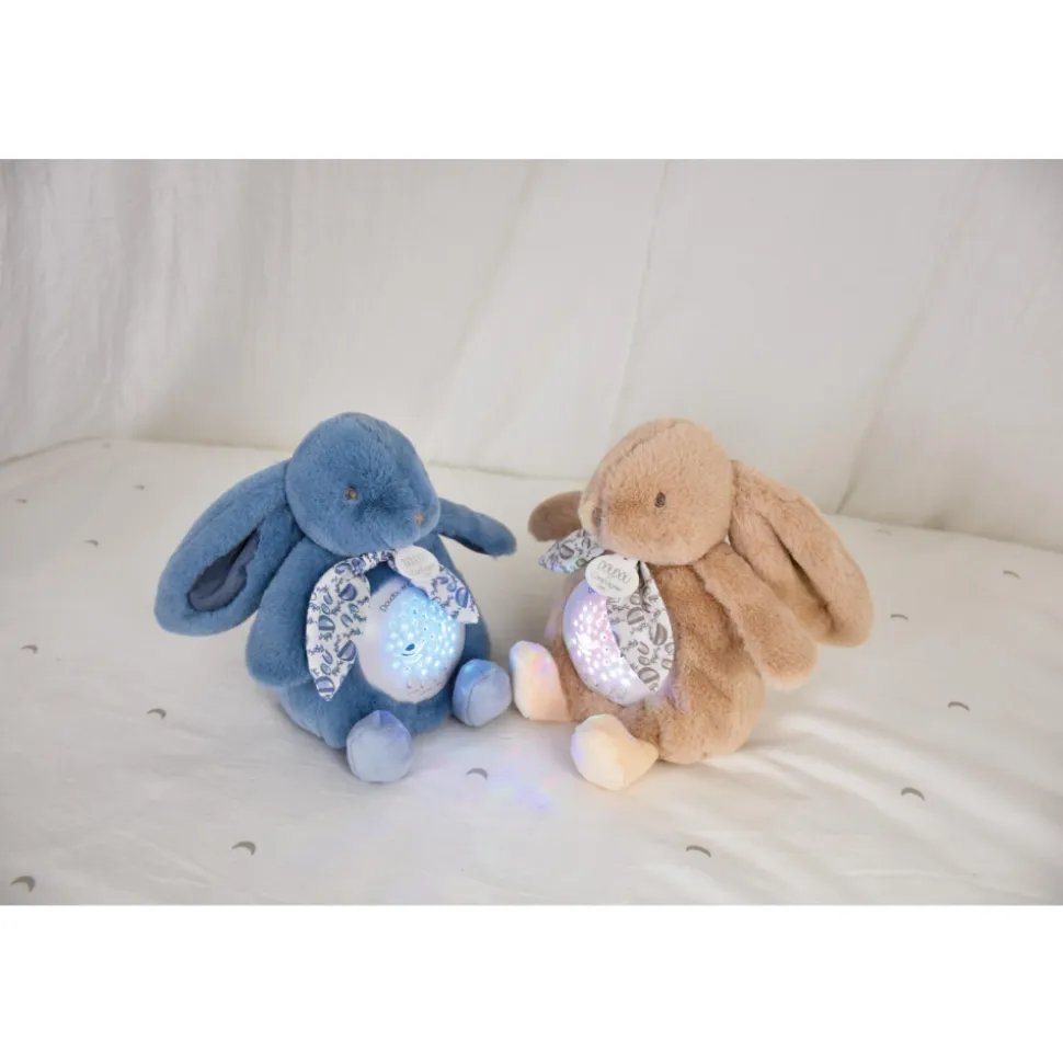 Veilleuse musicale projection d'étoiles lapin doudou ocre