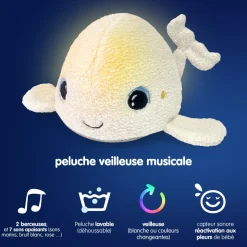 Veilleuse peluche bruits blancs béluga