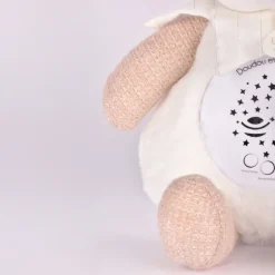 Veilleuse peluche musicale à projection d'étoiles ours rose