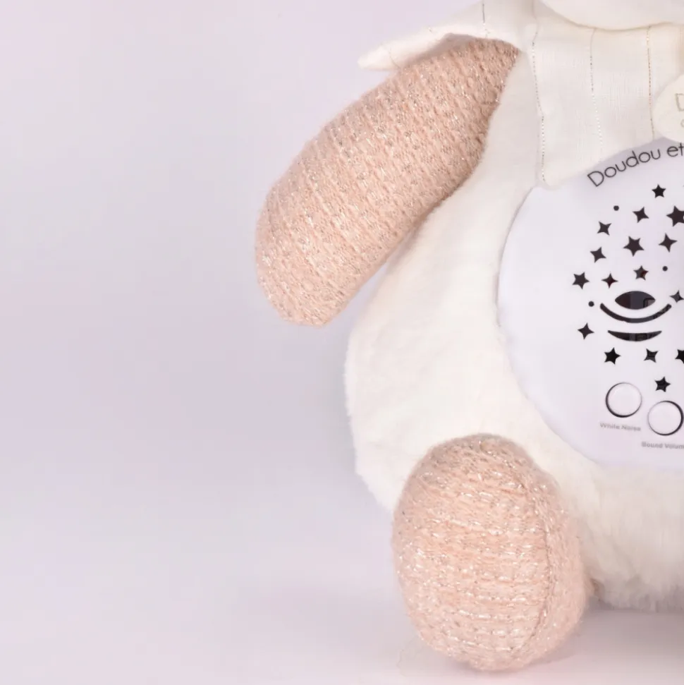 Veilleuse peluche musicale à projection d'étoiles ours rose