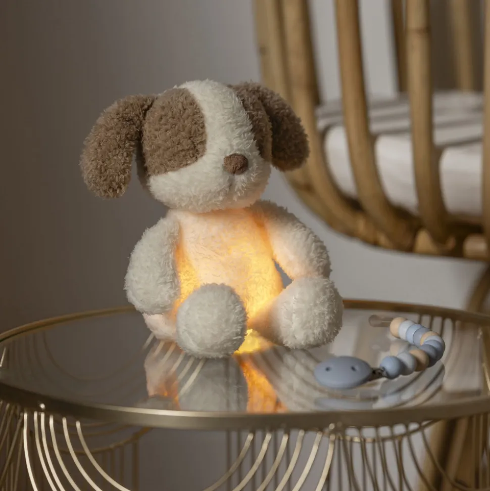 Veilleuse sleepy peluche chien bouclette ecru