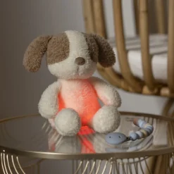 Veilleuse sleepy peluche chien bouclette ecru