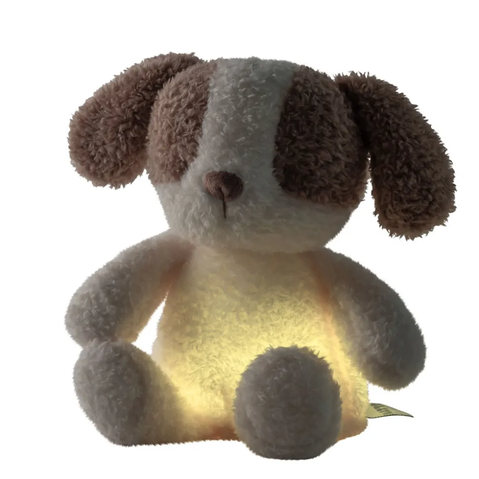Veilleuse sleepy peluche chien bouclette ecru
