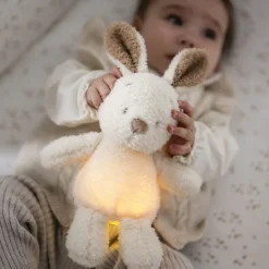 Veilleuse sleepy peluche lapin bouclette ecru